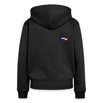 Russland Ungarn Flagge Herz - Frauen Premium Bio Zip Hoodie - Schwarz - Hinten - Julia (174cm)