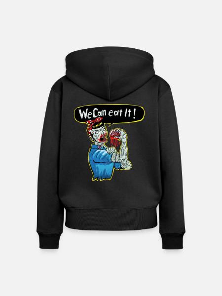 we can eat it - Frauen Premium Bio Zip Hoodie - Schwarz