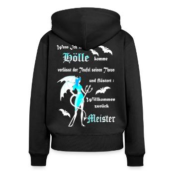 Hölle Teufel Satan Dämon gefallener Engel. - Frauen Premium Bio Zip Hoodie - Schwarz - Hinten - Julia (174cm)