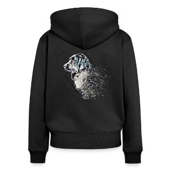 Hovawart Hundekopf Label Hund Hundebesitzer - Frauen Premium Bio Zip Hoodie - Schwarz - Hinten - Julia (174cm)