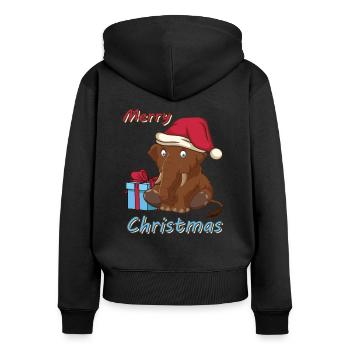 Mammoth Elephant Christmas Gift Cartoon Design - Women's Premium Organic Zip Hoodie - black - Back - Julia (174cm)