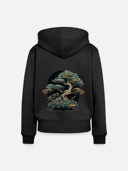 Perfekter Bonsai - Frauen Premium Bio Zip Hoodie - Schwarz