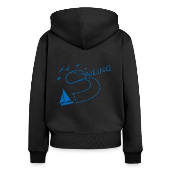 Segeln, Segelschiff, Segler - Frauen Premium Bio Zip Hoodie - Schwarz - Hinten - Julia (174cm)