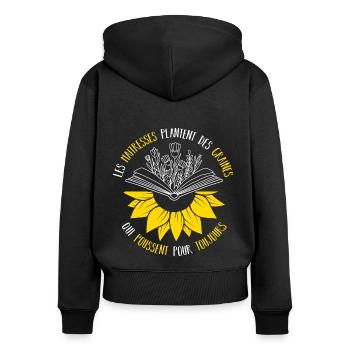 Les maîtresses plantent des graines cadeau - Sweat à capuche zippé Premium bio Femme - noir - Dos - Julia (174cm)
