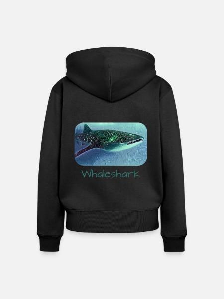 Whale Shark Walhai - Frauen Premium Bio Zip Hoodie - Schwarz