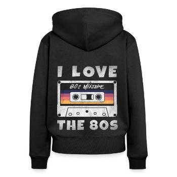 I Love The 80s 80er Jahre Musik Kassette Mixtape - Frauen Premium Bio Zip Hoodie - Schwarz - Hinten - Julia (174cm)