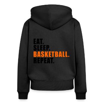 MANGER SOMMEIL BASKETBALL RÉPÉTER UN CADEAU STREETBALL - Sweat à capuche zippé Premium bio Femme - noir - Dos - Julia (174cm)