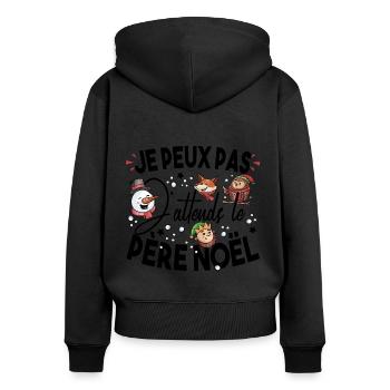 Père Noël Je Peux Pas Christmas Bébé Enfant - Sweat à capuche zippé Premium bio Femme - noir - Dos - Julia (174cm)
