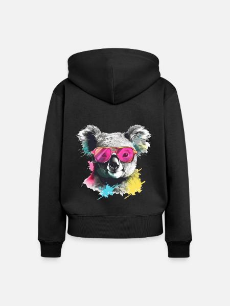 Foo der Koala - Frauen Premium Bio Zip Hoodie - Schwarz