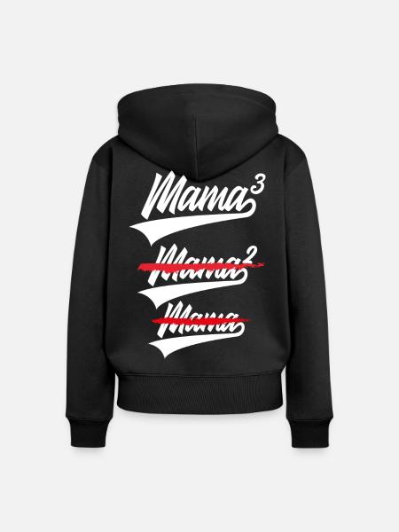 MAMA HOCH 3 KINDER DRILLINGE - Frauen Premium Bio Zip Hoodie - Schwarz
