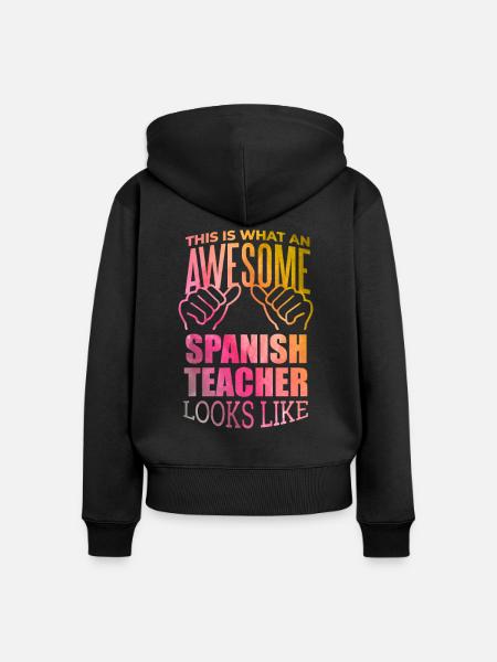Spanisch, Spanisch, Spanisch - Frauen Premium Bio Zip Hoodie - Schwarz