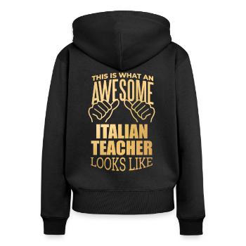 Italienisch - Frauen Premium Bio Zip Hoodie - Schwarz - Hinten - Julia (174cm)