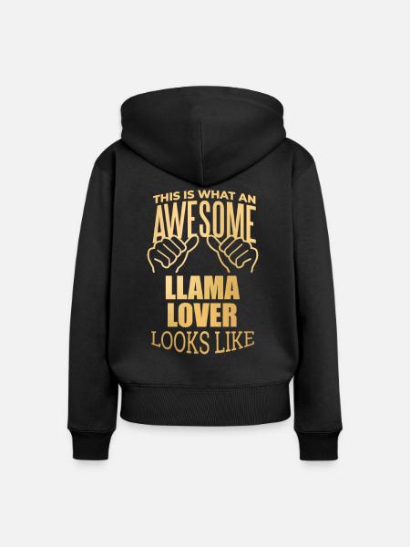 Llama Llama Llama - Frauen Premium Bio Zip Hoodie - Schwarz