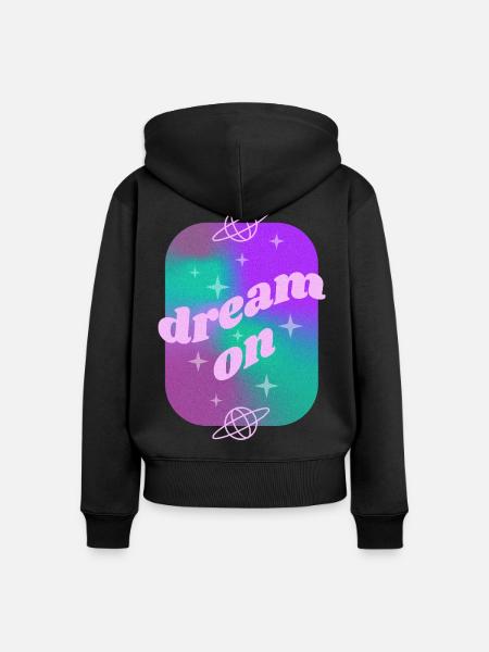 Dream On Cosmic Gradient - Frauen Premium Bio Zip Hoodie - Schwarz