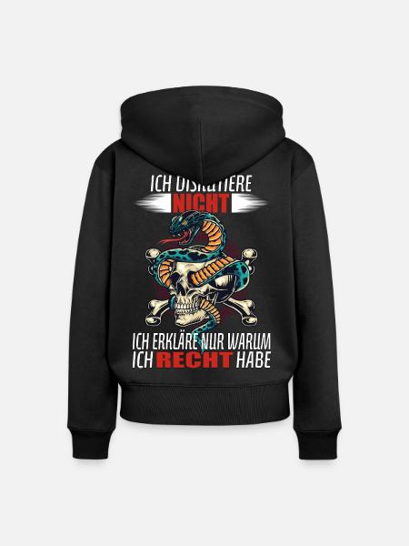 Ich diskutiere nicht - Ich erkläre nur... - Frauen Premium Bio Zip Hoodie - Schwarz