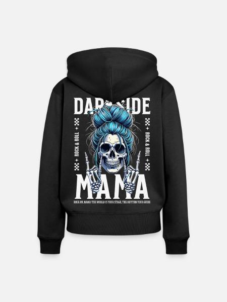 Darkside Mama Skull - Frauen Premium Bio Zip Hoodie - Schwarz