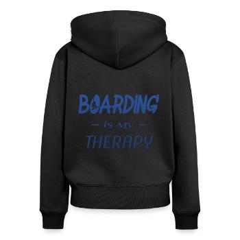 boarding is my therapy - Frauen Premium Bio Zip Hoodie - Schwarz - Hinten - Julia (174cm)