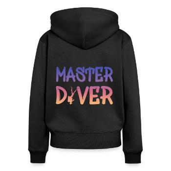Master Diver - Frauen Premium Bio Zip Hoodie - Schwarz - Hinten - Julia (174cm)
