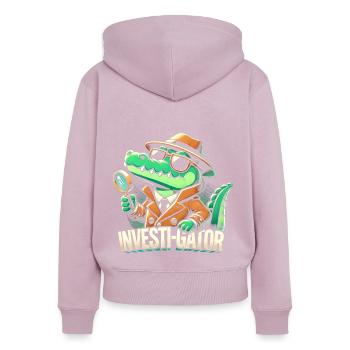 Investi-Gator - Lustiges Alligator Detektiv Design - Frauen Premium Bio Zip Hoodie - Altrosa - Hinten - Julia (174cm)