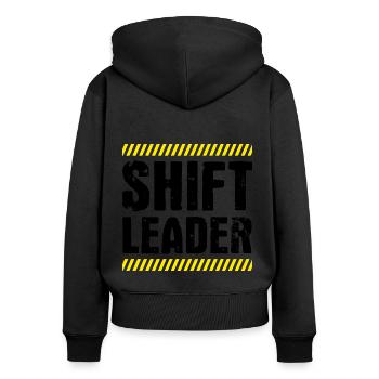 Shiftleader Schichtleitung Chef - Frauen Premium Bio Zip Hoodie - Schwarz - Hinten - Julia (174cm)