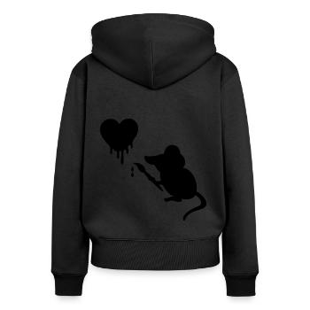 Artist Mouse with Brush Heart - Women's Premium Organic Zip Hoodie - black - Back - Julia (174cm)