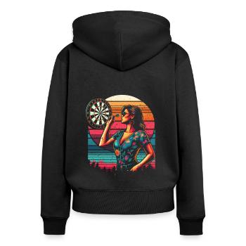 Dart jouant dames - cadeau Cool - Sweat à capuche zippé Premium bio Femme - noir - Dos - Julia (174cm)