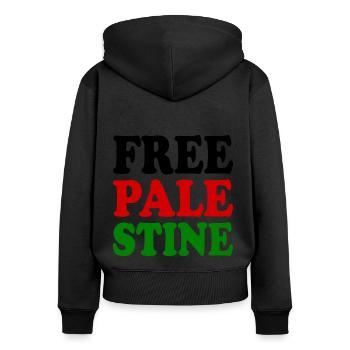 Free palestine - Sweat à capuche zippé Premium bio Femme - noir - Dos - Julia (174cm)