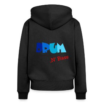 Drum n Bass, Elektro, Techno, Minimal - Frauen Premium Bio Zip Hoodie - Schwarz - Hinten - Julia (174cm)