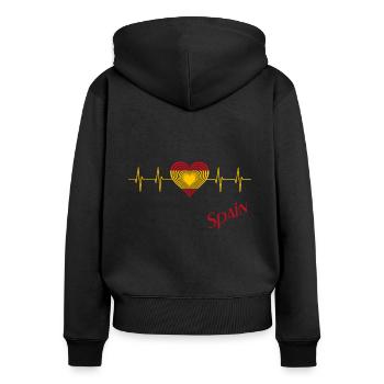 Spain heart Spanien Herz - Frauen Premium Bio Zip Hoodie - Schwarz - Hinten - Julia (174cm)