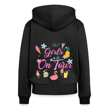 Girls On Tour Mädelsurlaub - Junggesellenabschied - Frauen Premium Bio Zip Hoodie - Schwarz - Hinten - Julia (174cm)