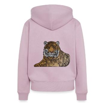 Sitzender Tiger Raubtier Motiv Tier Motiv - Frauen Premium Bio Zip Hoodie - Altrosa - Hinten - Julia (174cm)