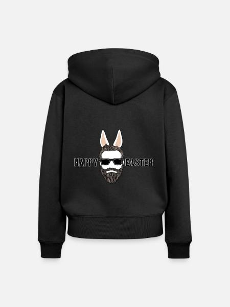 Happy Easter - Frohe Ostern - Bartträger - Frauen Premium Bio Zip Hoodie - Schwarz