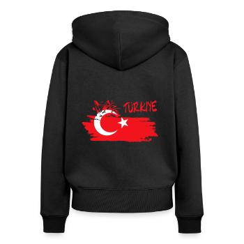 Türkiye Türkei Turkey - Frauen Premium Bio Zip Hoodie - Schwarz - Hinten - Julia (174cm)