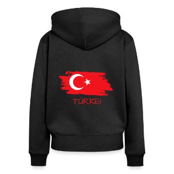 Türkei, Turkiye - Frauen Premium Bio Zip Hoodie - Schwarz - Hinten - Julia (174cm)