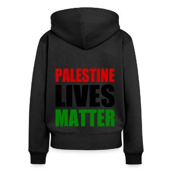 palestine lives matter - Sweat à capuche zippé Premium bio Femme - noir - Dos - Julia (174cm)