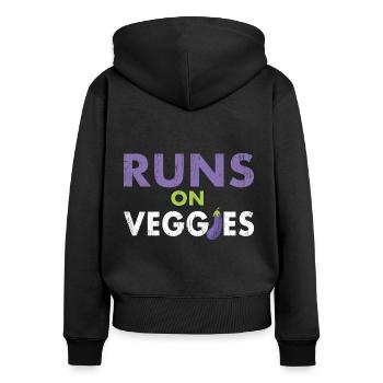Athlètes sur légumes végétal - Sweat à capuche zippé Premium bio Femme - noir - Dos - Julia (174cm)