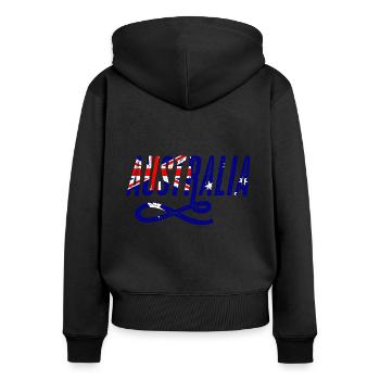 Australien, Australia - Frauen Premium Bio Zip Hoodie - Schwarz - Hinten - Julia (174cm)