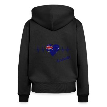 Australien Australia - Frauen Premium Bio Zip Hoodie - Schwarz - Hinten - Julia (174cm)