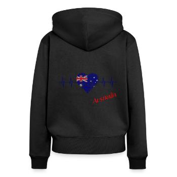 Australien Herz Herzschlag Australia - Frauen Premium Bio Zip Hoodie - Schwarz - Hinten - Julia (174cm)
