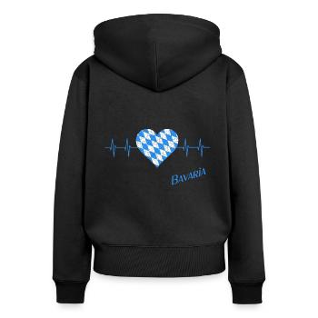 Bayern Herzschlag Herz für Bayern Oida Bavaria - Frauen Premium Bio Zip Hoodie - Schwarz - Hinten - Julia (174cm)