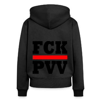 Fck pvv - Sweat à capuche zippé Premium bio Femme - noir - Dos - Julia (174cm)
