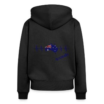 Australien, Australia, Down Under - Frauen Premium Bio Zip Hoodie - Schwarz - Hinten - Julia (174cm)