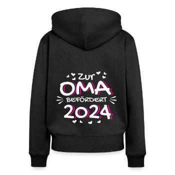 Baby 2024 zur Oma befördert Enkelkind Omi Geschenk - Frauen Premium Bio Zip Hoodie - Schwarz - Hinten - Julia (174cm)