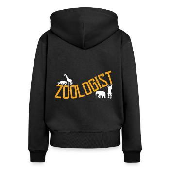 Zoowärter Zoologie - Frauen Premium Bio Zip Hoodie - Schwarz - Hinten - Julia (174cm)