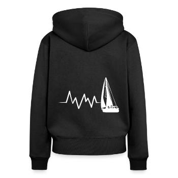 Voile - Sweat à capuche zippé Premium bio Femme - noir - Dos - Julia (174cm)