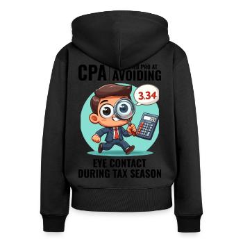 CPA: Number Ninja Dodging Eye Contact Accountant - Women's Premium Organic Zip Hoodie - black - Back - Julia (174cm)