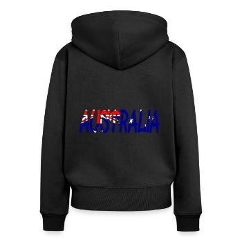 Australien Australia Sidney Cairns Darwin - Frauen Premium Bio Zip Hoodie - Schwarz - Hinten - Julia (174cm)