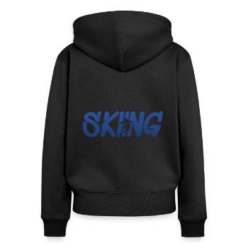 Skifahren, Skiing, Ski - Frauen Premium Bio Zip Hoodie - Schwarz - Hinten - Julia (174cm)