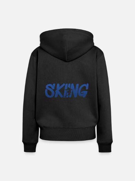 Skifahren, Skiing, Ski - Frauen Premium Bio Zip Hoodie - Schwarz