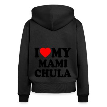 I love my mami chula - Frauen Premium Bio Zip Hoodie - Schwarz - Hinten - Julia (174cm)